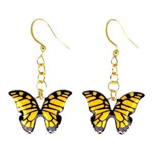 Yellow and Black Whimsical Butterfly Dangle Earrings – Spring Summer Jewelry